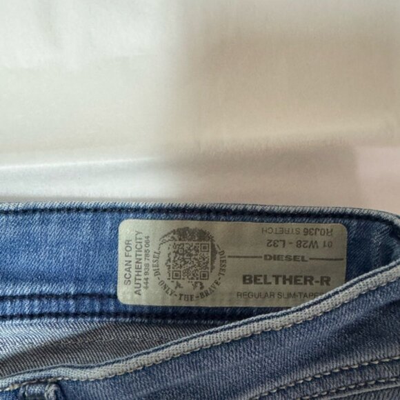 Diesel Jeans Mens Blue Belther-R Button Fly Distressed 28 x 32 - Picture 5 of 7